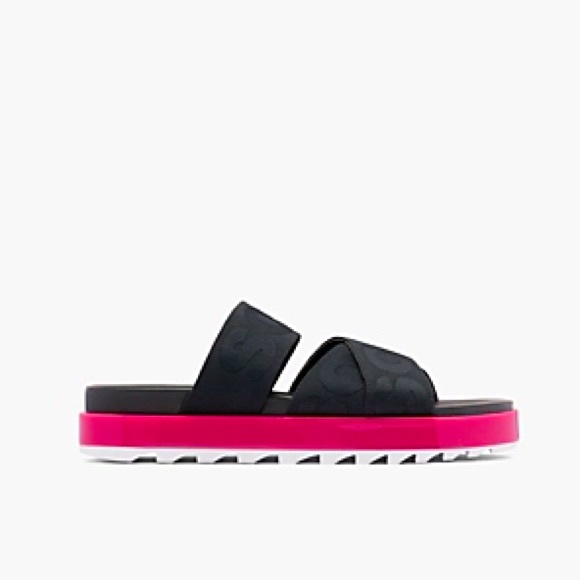 SOREL Roam Black Pink White Sport Slide Flatform Sandals sz 9 - Picture 1 of 11